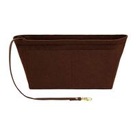 Fovasen Felt Handbag Organiser Insert, Bag Organiser Insert with Handles Keychain, Pocket Purse Cosmetic Storage Bag for Women,Dark brown-XLarge