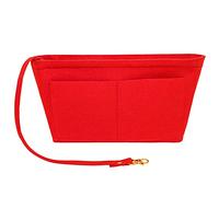 Fovasen Felt Handbag Organiser Insert, Bag Organiser Insert with Handles Keychain, Pocket Purse Cosmetic Storage Bag for Women, red-XLarge