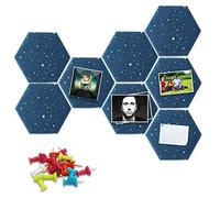 Fovasen Hexagon Board Tiles Self Adhesive Wall Bulletin Boards Memo Board Notice Board Pin Board Tiles with Push Pins for Home Office Classroom, Star 8 Pcs