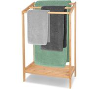 FoverOne Bamboo Towel Rack for Bathroom, 3 Tier Freestanding Towel Holders with Bottom Storage Shelf for Hand Towel, Washcloth, Facecloth, Small Bath Towel and Bathrobe