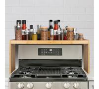 FoverOne Over the Stove Shelf Rack, 33" Long Bamboo Spice Rack Organizer Shelf for Stove Top