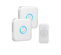 FOVKSUC Wireless Doorbell, Classroom Doorbell, with 60 Chimes 5 Levels Volume and LED Flash, 1000ft Range Waterproof Door Bells for Homes Office Hospital (2 Receivers + 1 Button, White, U.S. Plug)