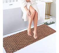 Fovlaurs Bamboo Bath Mat Bathroom Runner Long Large Rugs Floor Wood Shower Bathtub Waterproof Non Slip Accessories 16x48 Inch Easy to Clean, Walnut, 1 pc