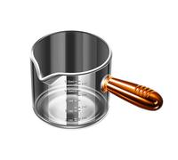 FOVNOT Espresso Measuring Cup, 60ml/125ml Espresso Shot Glass Cups Espresso Cups with V-Shaped Mouth and Dual-Scale Suitable for Espresso, Ketchup, Salad Dressing, Hot Chocolate (Brown handle-125ml)