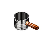 FOVNOT Espresso Measuring Cup, 60ml/125ml Espresso Shot Glass Cups Espresso Cups with V-Shaped Mouth and Dual-Scale Suitable for Espresso, Ketchup, Salad Dressing, Hot Chocolate (Brown handle-60ml)