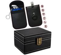 FOVNOT Faraday Box for Car Keys, Car Key Signal Blocker Box Faraday Key Box RFID Key Box Key Box Signal Blocker Signal Blocking Box for Car Keys with Car Key Signal Blocker Pouch 2 Pack