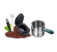 FOVNOT Reusable Capsule Adapter for Dolce Gusto, Coffee Capsule Converter Adapter Refillable Coffee Capsule Adapter with Espresso Measuring Cup Compatiable for Piccolo XS/Genio S/EDG 305/EDG 606.S