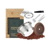 FOVNOT Reusable Capsules Refillable Coffee Pods Food Grade Silicone Lids Stainless Steel Coffee Capsule Compatible with Ve-tuo Pop/Plus, De-longhi ENV135/ENV150, Ve-tuoline GCA1 (150mL)