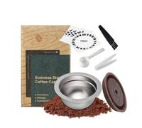 FOVNOT Reusable Stainless Steel Coffee Capsule for NES-resso Ve-tuo, 150mL Refillable Pod with Food Grade Silicone Lids, Compatible with Ve-tuo Plus/Pop/Next Machines