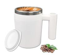 FOVNOT Self Stirring Coffee Mug, 380ML Rechargeable Auto Magnetic Mixing Cup, Electric Beverage Stirrer for Tea/Milk/Hot Chocolate, Premium White Design with Lid