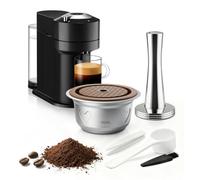 FOVNOT Stainless Steel Reusable Coffee Pods for Vertuo, 150ml | Refillable Coffee Capsule, with 41mm Tamper, Silicone Lids, Fits Vertuo Pop/Next/Plus/ENV135/ENV150/GCA1