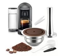 FOVNOT Stainless Steel Reusable Coffee Pods for Vertuo, 230ml | Refillable Coffee Capsule, with 41mm Tamper, Silicone Lids, Fits Vertuo Pop/Next/Plus/GCA1/ENV135/ENV150