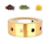 FOVNOT Teapot Warmer, Gold Brushed Stainless Steel Tea Warmer Teapot Warmer Base with Tealight Holder for Stainless Steel, Glass, Ceramic Teapots and Other Heatproof Pots Warming Use