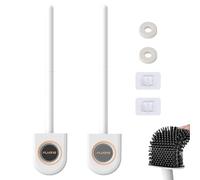 FOVNOT Toilet Brush, 2 Pack Silicone Toilet Brush Wall-Mounted Toilet Brush with Aromatherapy Tablets Silicone Toilet Brushes and Holders Toilet Scrubber with Silicone Bristles