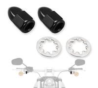 FOVPLUE 5/16″-24 Acorn Nut Kit and Lock Washers Universal fits for Harley Rearview Mirrors,for CVO, Dyna, Electra Glide, Road Glide, Road King, Softail, Street Glide, Sportster 1200 883, Black,2-Pack