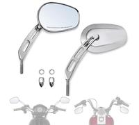 FOVPLUE Chrome Handlebar Mount Mirrors, Left & Right Side Rearview for Harley 1982-2024 Models, 360-Degree Adjustable, Edge Cut Stem Compatible
