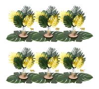 Fovths Jungle Party Decorations Set with 12 Gold Artificial Animals, Jungle Animal Party Decorations Set with 6 Glass Vase 60 Palm Leaves 6 Wood Slices Sand for Wedding Hawaiian Luau Safari Decor