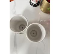 Fowargif Decorative Face Ceramic Mugs, His and Hers Coffee Cups with Mustache and Lips Design, White Vanity Organizer Set of 2