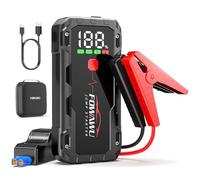 FOWAWU 26800 mAh 7000 A Peak Jump Starter for 12 V Vehicles (12 L Petrol / 10 L Diesel) and Moto, Car Battery Jump Starter Power Pack with Smart Jumper, 5 * 3.5 CM Large Screen and LED Torch
