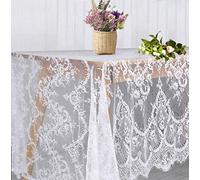 Fowecelt 2 Pack White Lace Tablecloth 60 × 120 Inch Lace Table Cloth for Rustic Boho Wedding Bridal Shower Party Decoration Classy Rectangle Overlay Long Vintage Embroidered Reception Table Cloth
