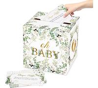 Fowecelt 51 Pcs Diaper Raffle Tickets with Diaper Raffle Card Box, Baby Shower Holder Box with Advice and Wishes for Girl Boy Gender Reveal Oh Baby Party Supplies (50 Cards)