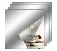 Fowecelt Acrylic Mirror Tiles Stick - 4pcs 30 x 30 cm Mirror Full Length, Stick on Mirrors, Self Adhesive Mirror, Wall-mounted Mirrors for Walls Wardrobe Doors Gym Bedroom Bathroom