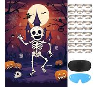 Fowecelt Pin The Teeth on The Skeleton Skull, Halloween Games Stickers, Party Game Halloween Games Pack Party Favors for Kids Halloween Party Supplies Birthday Party Decorations