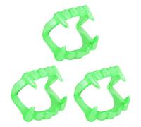 Fowecelt Vampire Teeth Fangs Fake - 3Pcs Glow In The Dark Fangs Scary Plastic Fake Werewolf Zombie Dentures for Halloween Party Props Cosplay Fancy Dress