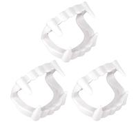Fowecelt Vampire Teeth Fangs Fake - 3Pcs Vampire Teeth White Teeth Fangs Scary Plastic Fake Werewolf Zombie Dentures for Halloween Party Props Cosplay Fancy Dress