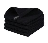 Fowecry 100% Cotton Waffle-Weave Kitchen Dish Cloths, Ultra Soft Absorbent Quick Drying Dish Towels Black 34x34cm