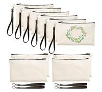 Fowecry 10Pcs Sublimation Blank Pen Case Blank DIY Craft Bags Canvas Pencil Case Canvas Cosmetic Bags