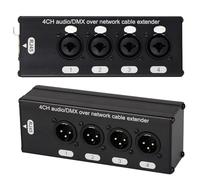 Fowecry 1Pair 4-Channel 3-Pin XLR or 6.3Mm Audio and over Network Cable Extender, XLR Audio Network Extender DMX512 Network Signal Extender Male+ Female