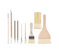 Fowecry Pottery Glaze Brushes 9 Different Shapes Artist Brush Set Wooden Art Brushes Suitable for Watercolor, Acrylic, Gouache, Ink, Oil Painting, Canvas, Wood, Fabric, Paper, Rock Painting