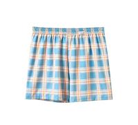 Foweknow Bermuda Shorts Men's Checked Short Trousers Men's Summer Sleep Shorts Beach Shorts Elastic Waist Breathable Lightweight Checked Trousers with Pockets Chino Pyjama Bottoms Summer Shorts, sky