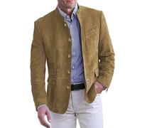 Foweknow Blazer Men's Long-Sleeved Stand-Up Collar Suit Jacket Casual Jacket Men's Plain Regular Fit Sporty Jacket Fashionable Versatile Work Jacket Simple Outdoor Jacket Cardigan, khaki, XXL