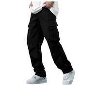 Foweknow Cargo Trousers Men's Baggy Jogging Bottoms Fashionable Plain Outdoor Work Trousers Simplicity Versatile Regular Fit Casual Trousers Daily Casual Wide Leg Chino Trousers, black, L