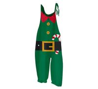 Foweknow Christmas Dungarees Women's Festive Xmas Costume Sleeveless Romper One-Piece Playsuit Racing Animal Motifs Jumpsuit Casual Baggy Work Trousers Christmas Romper Suits, Green, XXL
