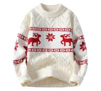 Foweknow Christmas Jumper for Men, Crew Neck, Funny Knitted Sweater, Reindeer & Snowflakes 3D Pullover, Casual Bodywarmer, Knit Jumper, Ugly Christmas Sweater, Winter Jumper, White, M