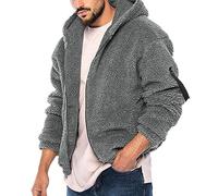 Foweknow Fleece Jacket Men's Double-Sided Fleece Polar Winter Jacket Plain Comfortable Outdoor Jacket Warm Soft Fashionable Simplicity Leisure Jacket Windproof Lined Transition Jacket, gray, XL