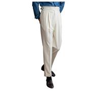 Foweknow Gurkha Trousers Men's High Waist Straight Herringbone Pattern Suit Trousers Vintage Italian Naples Trousers Without Belt Slim Fit Business Trousers Regular Fit Casual Trousers Fabric