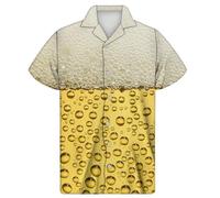 Foweknow Hawaiian Shirt Men's 3D Print Oktoberfest Men's Outfit Casual Button Down Hawaiian Shirt Men Beach Aloha Short Sleeve Shirt Breathable Lightweight Casual Shirt for Theme Party Beer Festival
