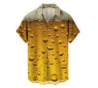 Foweknow Hawaiian Shirt Men's 3D Print Oktoberfest Men's Outfit Casual Button Down Hawaiian Shirt Men Beach Aloha Short Sleeve Shirt Breathable Lightweight Casual Shirt for Theme Party Beer Festival