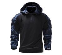 Foweknow Hoodie Men's Camouflage Pullover Tactical Long Sleeve Combat Hooded Jacket Paintball Airsoft Army Military Uniform Fashionable Simplicity Versatile Functional Shirt, black, L
