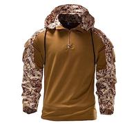 Foweknow Hoodie Men's Camouflage Pullover Tactical Long Sleeve Combat Hooded Jacket Paintball Airsoft Army Military Uniform Fashionable Simplicity Versatile Functional Shirt, khaki, XL