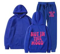Foweknow Jogging Suit Men's Not In The Mood Print Tracksuit 2 Piece Unisex Tracksuit Y2K Hip Hop Streetwear Loose Hoodie and Jogging Bottoms Suit Two Piece Loose Fitness Suit Two Piece, Bu2, 3XL