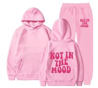 Foweknow Jogging Suit Men's Not In The Mood Print Tracksuit 2 Piece Unisex Tracksuit Y2K Hip Hop Streetwear Loose Hoodie and Jogging Bottoms Suit Two Piece Loose Fitness Suit Two Piece, Rd3, 3XL