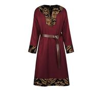 Foweknow Medieval Clothing Men's Long Sleeve Knight Costume Viking Tunic with Belt Renaissance Victorian Robe Halloween Costume Cosplay Warrior Larp Shirts Stage Show Fancy Dress