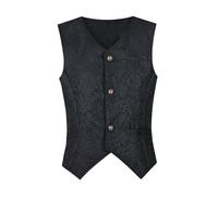 Foweknow Medieval Clothing Men's Steampunk Gothic Costume Corset Vest Men's Retro Short Jacket Vintage Coat Outwear Carnival Halloween Cosplay Costume Viking Renaissance Waistcoat, black, XL