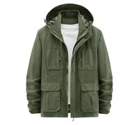Foweknow Men's Cargo Military Outdoor Jacket Windproof Field Jacket Fashionable Functional Jacket Softshell Jacket Windproof Lightweight Sporty Work Jacket Transition Jacket with Pockets, Green, XL