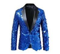 Foweknow Men's Metallic Sequin Jacket Carnival Costume Casual New Year's Eve Outfit 70s Disco Party Blazer Festive Slim Fit Casual Suit Jacket Club Tuxedo Shiny Sequin Suit